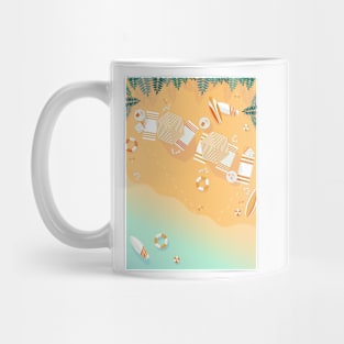 Beach, top view, summer accessories illustration Mug